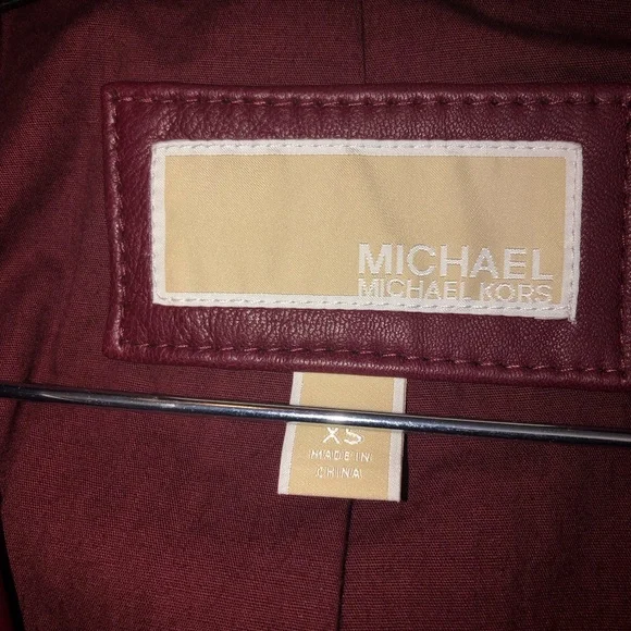 Michael Kors Burgundy Asymmetrical Leather Jacket - Picture 4 of 4